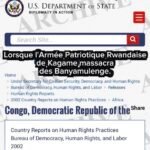 Bojana Glicoric (Coulibaly) défenseure autoproclamée des Banyamulenge a-t-elle lu ce Rapport annuel obligatoire soumis au Congrès américain le 31 mars 2003 ? (Jean-François Le Drian)