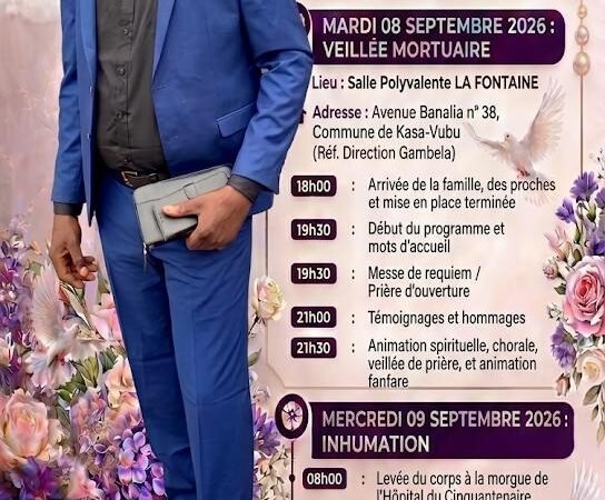 Nécrologie/Presse Sportive:  Fils du regretté Denis Lubindi, Directeur des sports du Journal L’Avenir,  Bobo Lubindi Nzuzi sera inhumé le mercredi 9 septembre