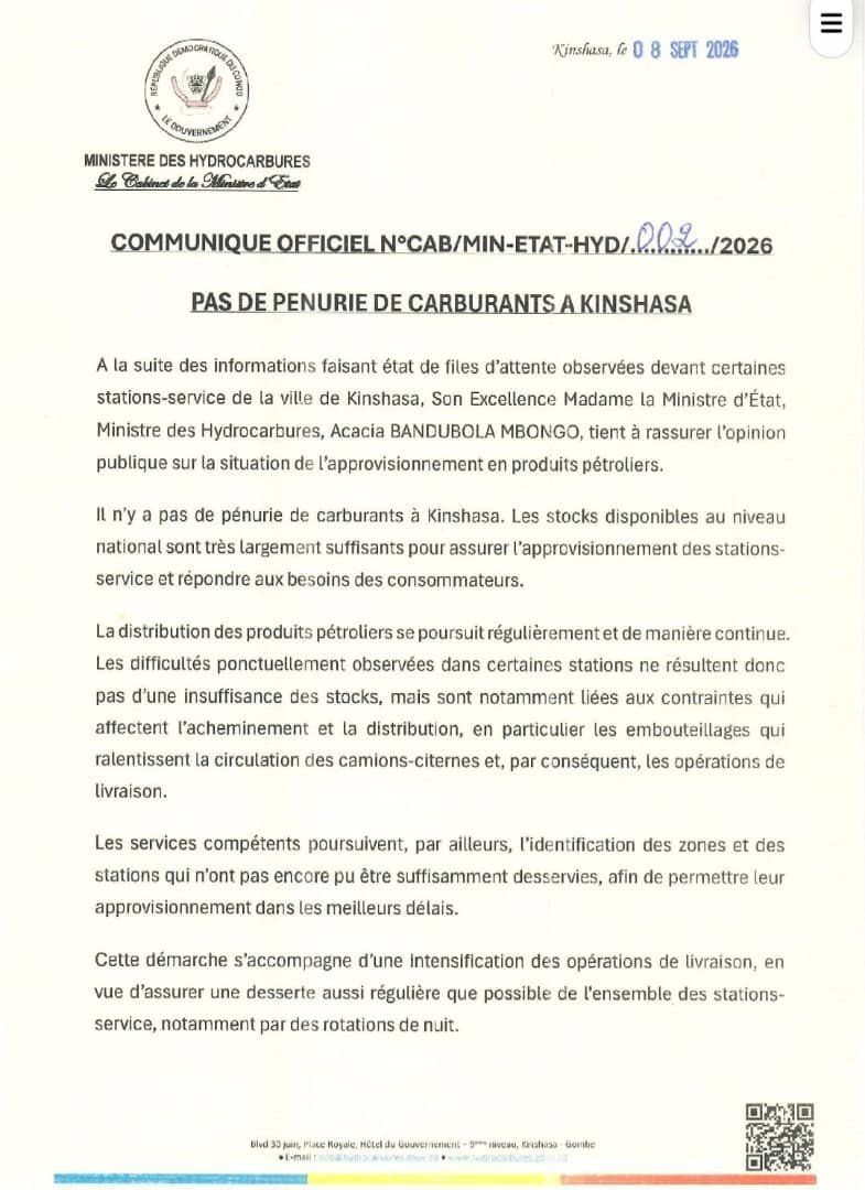 Pas de pénurie de carburants à Kinshasa