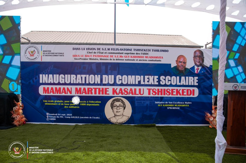 Camp Militaire Lt. Col. Kokolo : Inauguration De L&rsquo;école  » Maman Marthe Kasalu Tshisekedi »