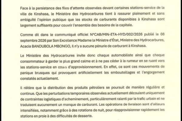 Pas de pénurie de carburants à Kinshasa