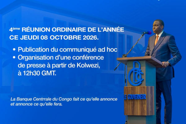 Ce jeudi 8 octobre 2026 à Kolwezi : La BCC tient la 4ᵉ réunion ordinaire du Comité de Politique Monétaire de l’année